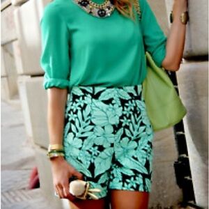 NW Zara Floral Green Women's Shorts